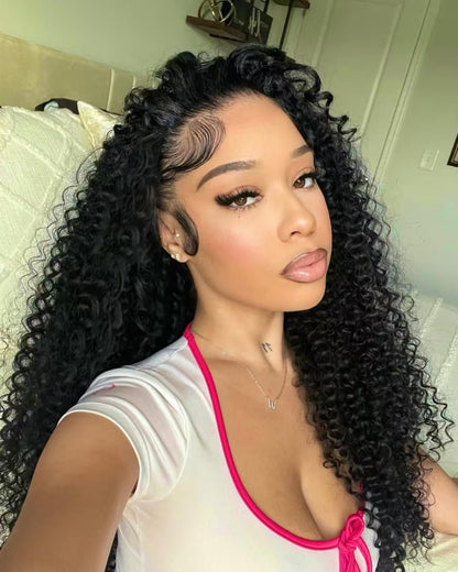 Niki Hair Glueless Deep Curly Pre Plucked Lace  Frontal Wigs(ID:10021)