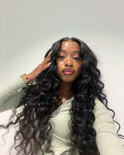 Niki Hair Glueless Loose Curly Middle Part Pre Plucked Lace  Frontal Wigs(ID:10020)