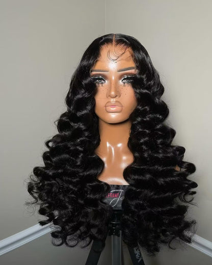 Niki Hair Glueless Loose Wave Middle Part Pre Plucked Lace  Frontal Wigs(ID:10017)