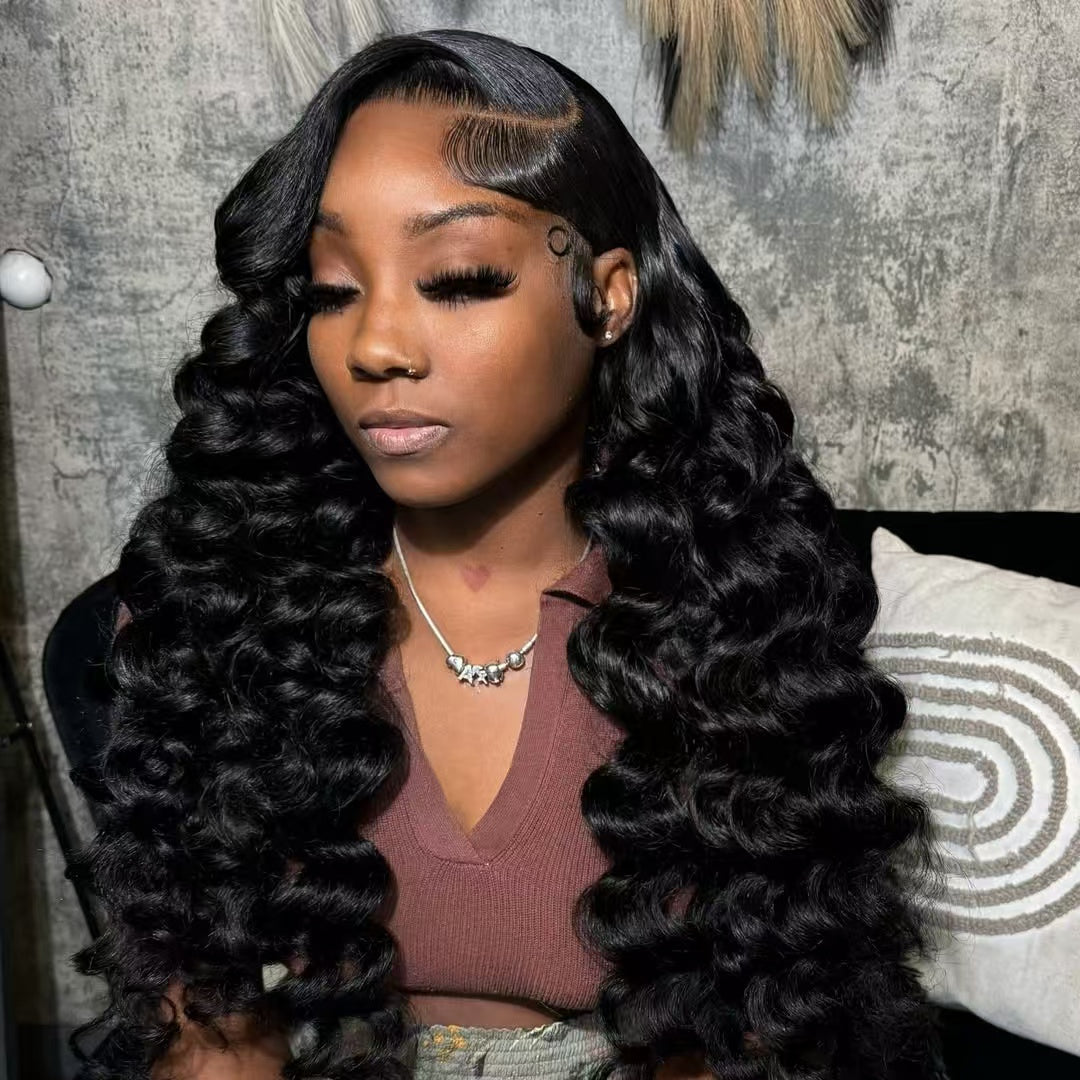 Niki Hair Glueless Loose Wave Middle Part Pre Plucked Lace  Frontal Wigs(ID:10017)