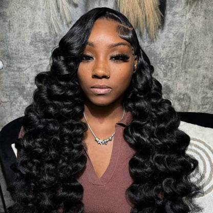 Niki Hair Glueless Loose Wave Middle Part Pre Plucked Lace  Frontal Wigs(ID:10017)